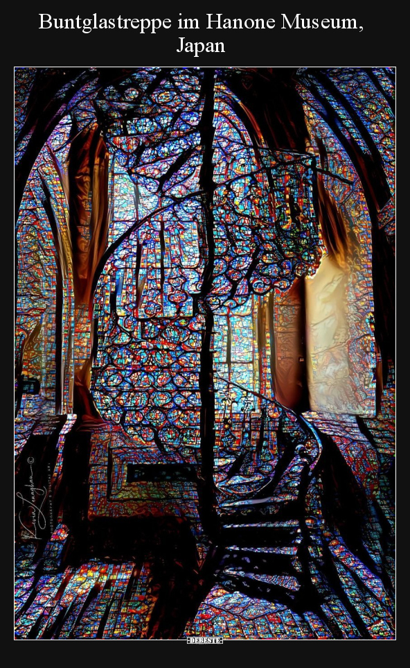 Buntglastreppe im Hanone Museum, Japan..