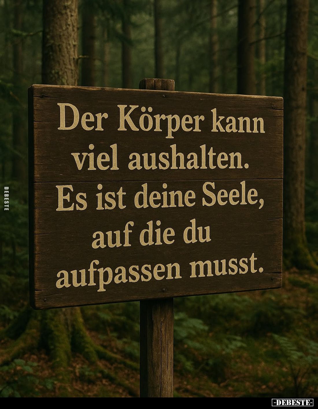 Der Körper kann viel aushalten. 
Es ist deine Seele, auf die du aufpassen musst.