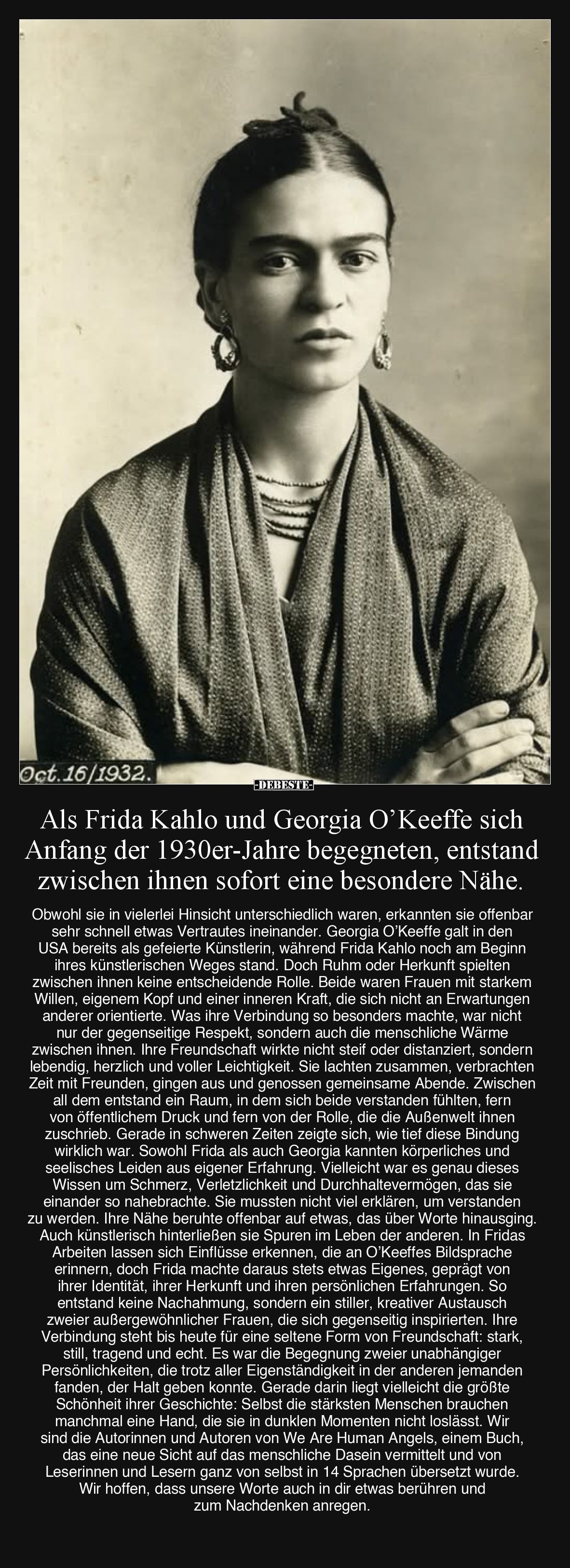 Als Frida Kahlo und Georgia O’Keeffe sich Anfang der 1930er-Jahre begegneten, entstand zwischen ihnen sofort eine besondere N...