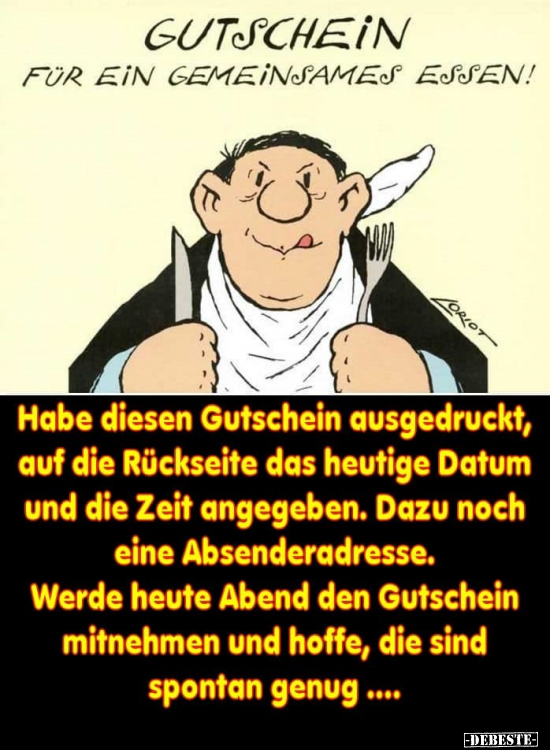 Gutschein für ein gemeinsames Essen!.. - Lustige Bilder | DEBESTE.de