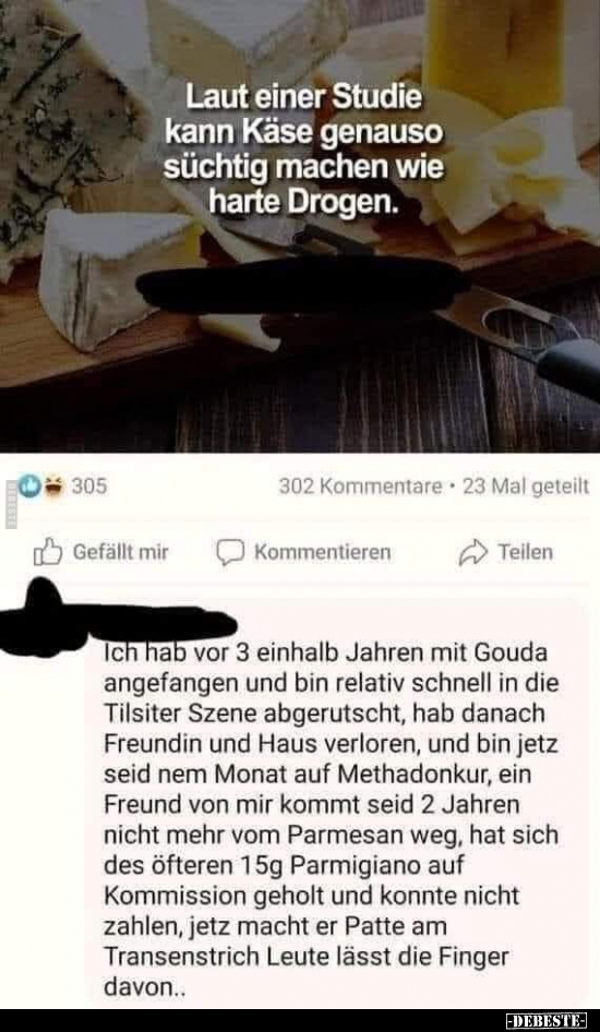 Laut einer Studie kann Käse genauso süchtig machen wie..
