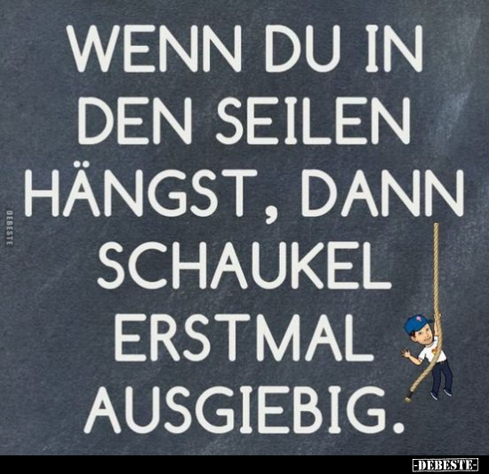 Wenn du in den Seilen hängst, dann schaukel erstmal.. - Lustige Bilder | DEBESTE.de