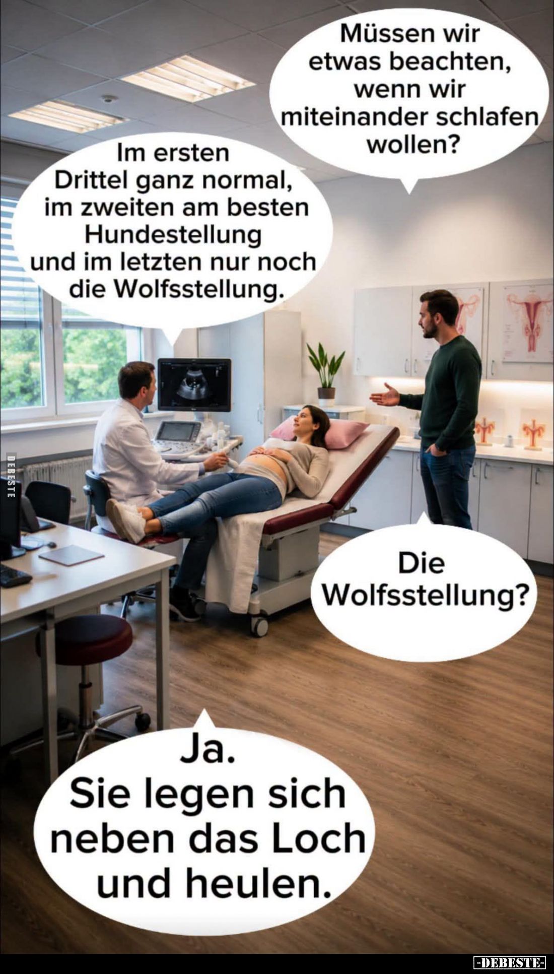 Müssen wir etwas beachten, wenn wir miteinander schlafen wollen? -
Im ersten Drittel ganz normal, im zweiten am besten Hunde...
