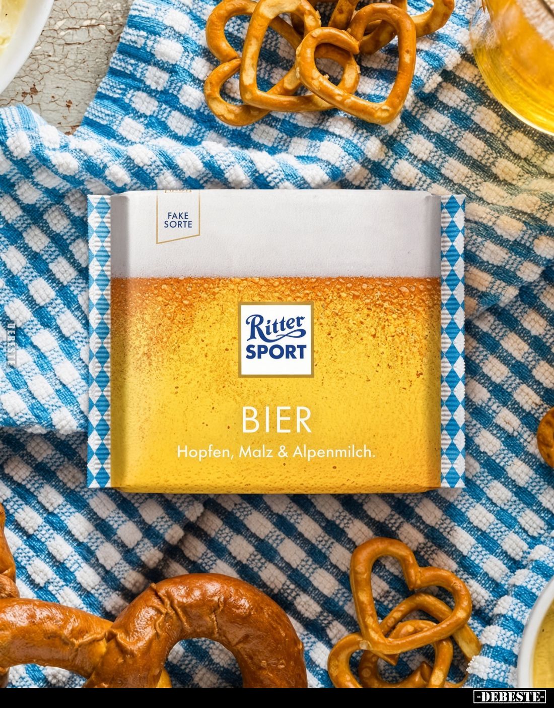 Ritter SPORT

BIER

Hopfen, Malz & Alpenmilch.