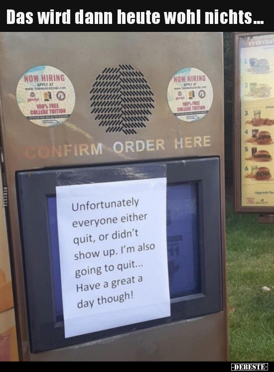 Das wird dann heute wohl nichts...