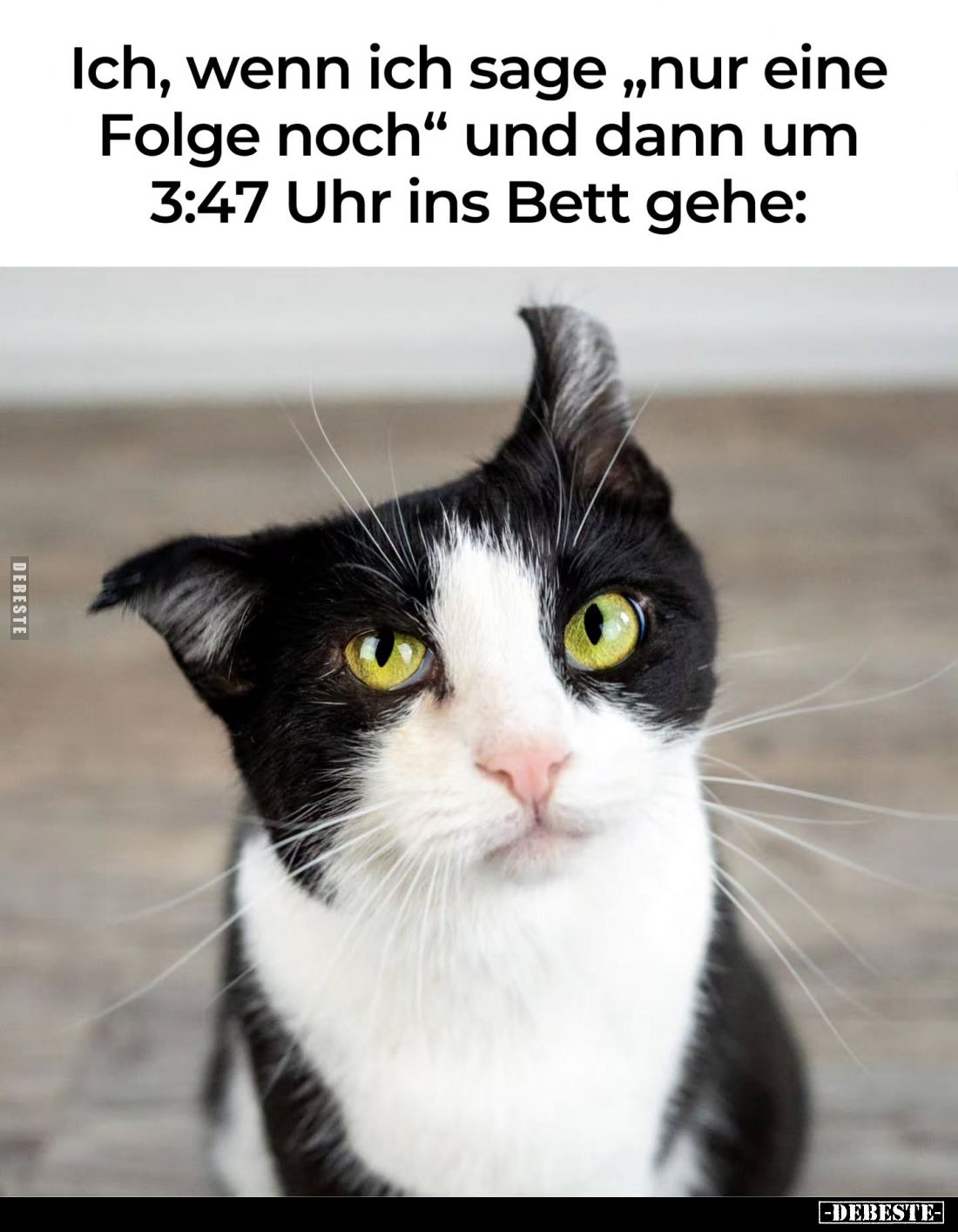 Ich, wenn ich sage „nur eine Folge noch“ und dann um 3:47 Uhr ins Bett gehe: