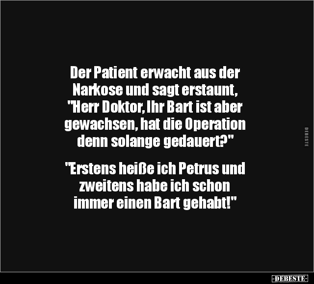 Lustige Bilder zum Thema: Narkose, Doktor, Bart, Operation