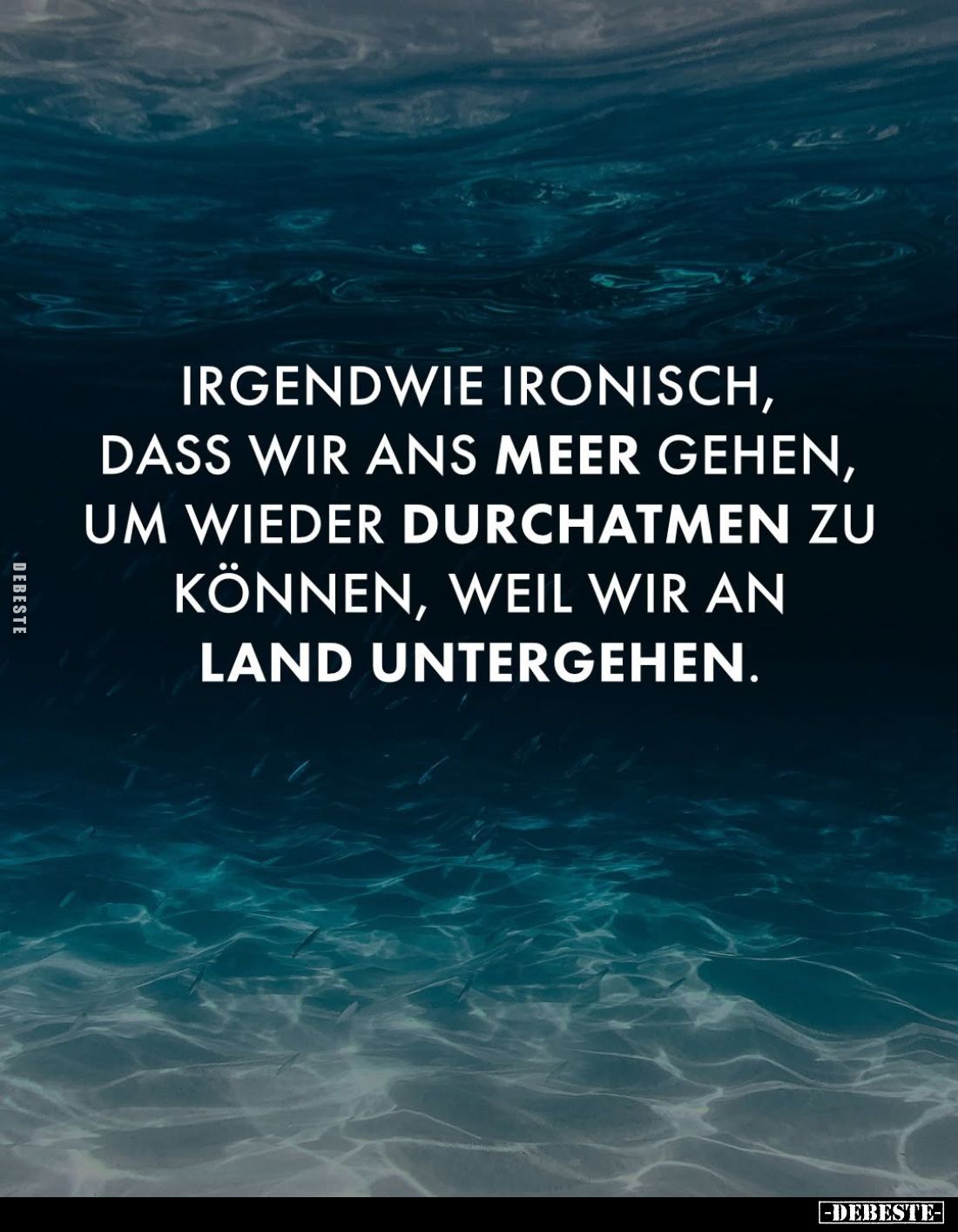 Irgendwie ironisch, dass wir ans Meer gehen, um wieder durchatmen zu können, weil wir an Land untergehen.
