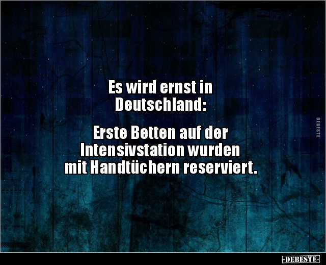 Es wird ernst in Deutschland: Erste Betten auf der.. - Lustige Bilder | DEBESTE.de