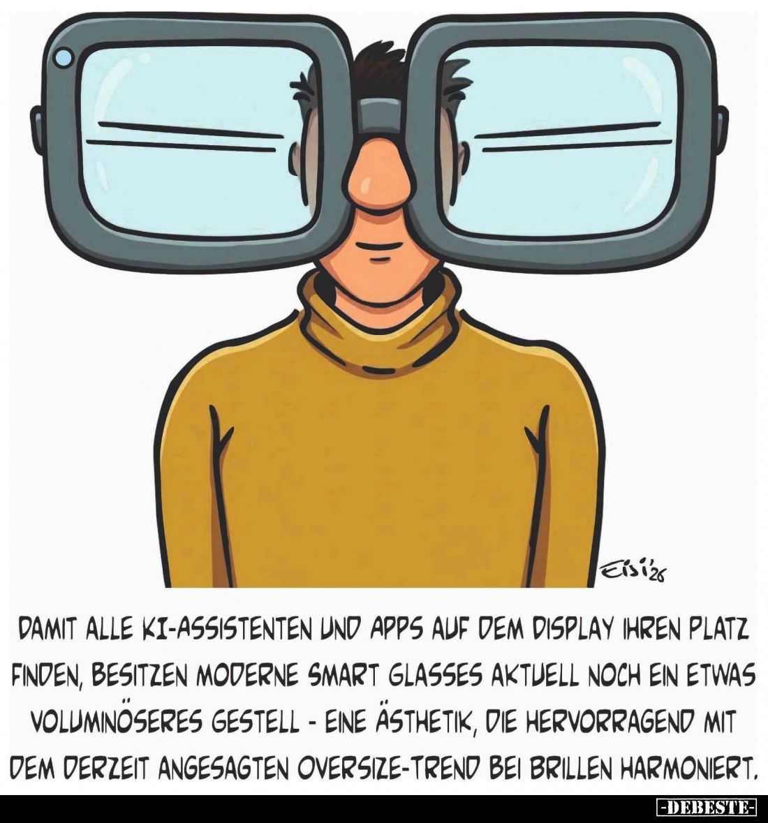 Damit alle KI-Assistenten und Apps auf dem Display ihren Platz finden, besitzen moderne Smart Glasses aktuell noch ein etwas ...
