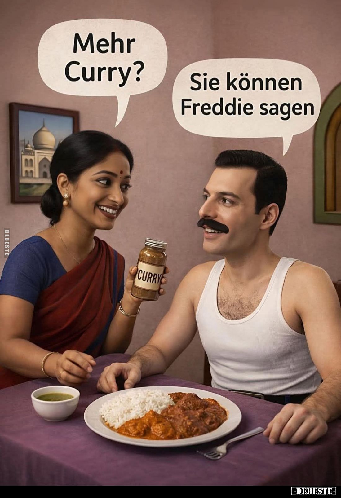 Mehr Curry? -
Sie können Freddie sagen.