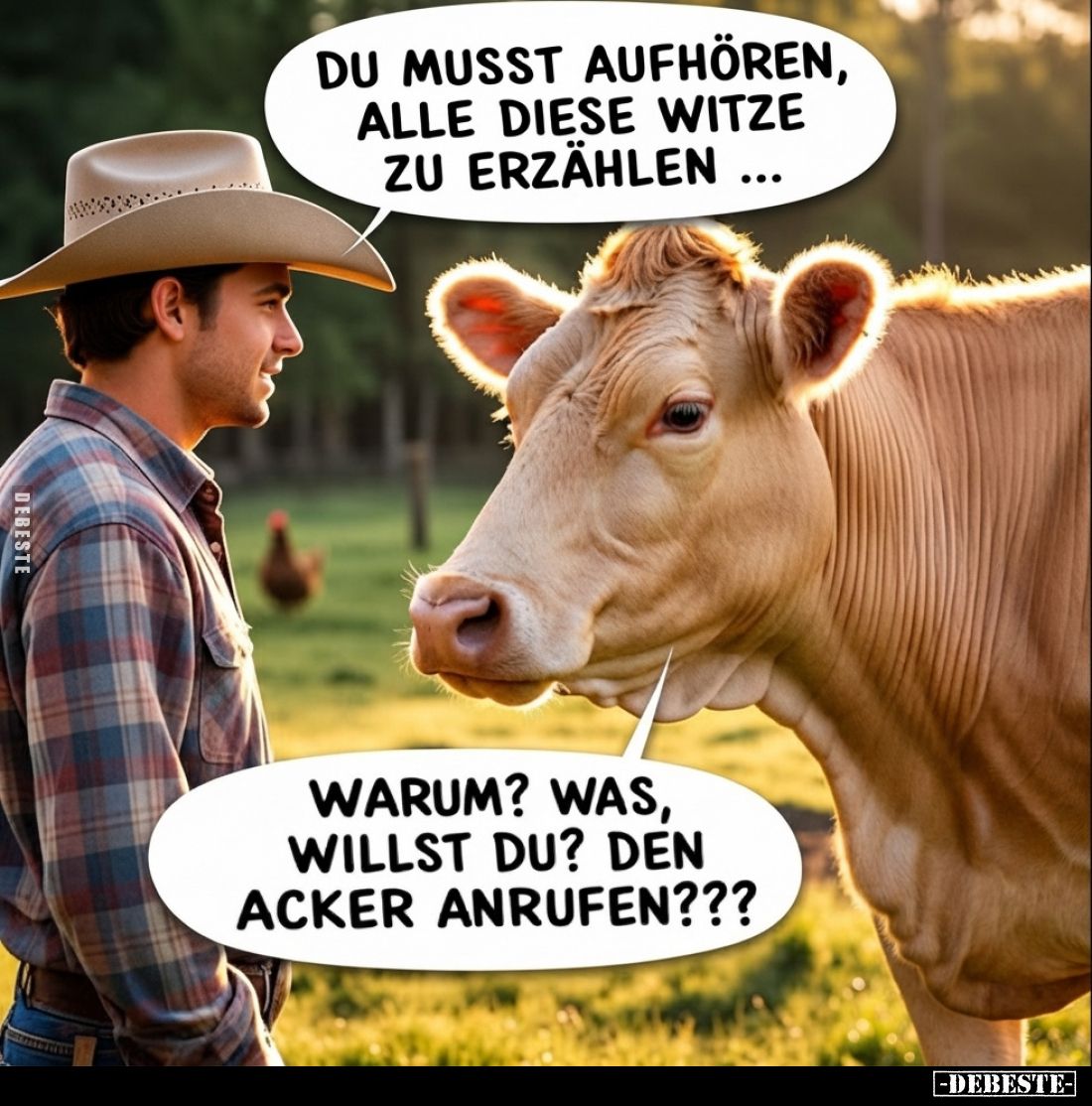 Du musst aufhören, alle diese Witze zu erzählen ...
-
Warum? Was, willst du? Den Acker anrufen???