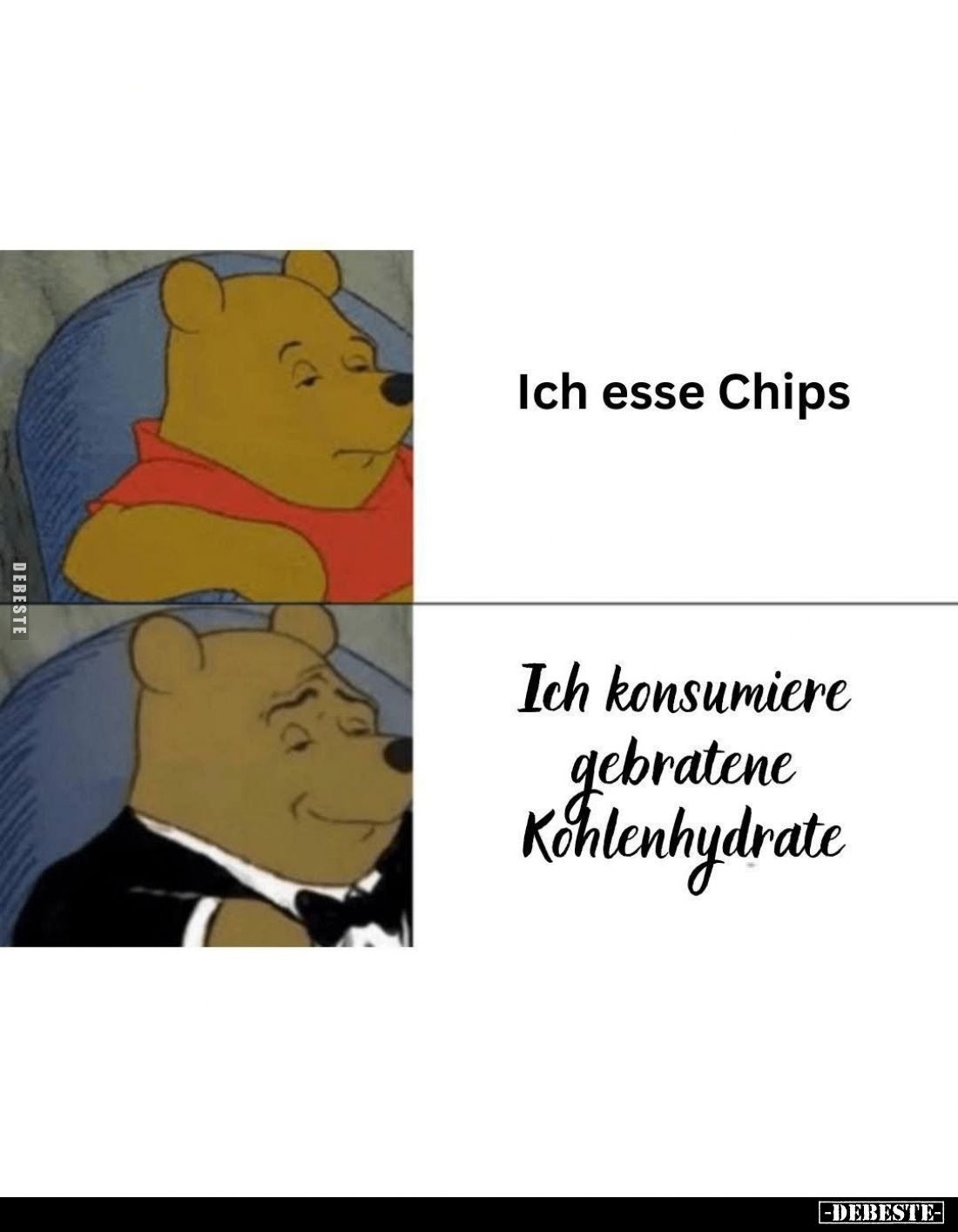 Ich esse Chips /
Ich konsumiere gebratene Kohlenhydrate