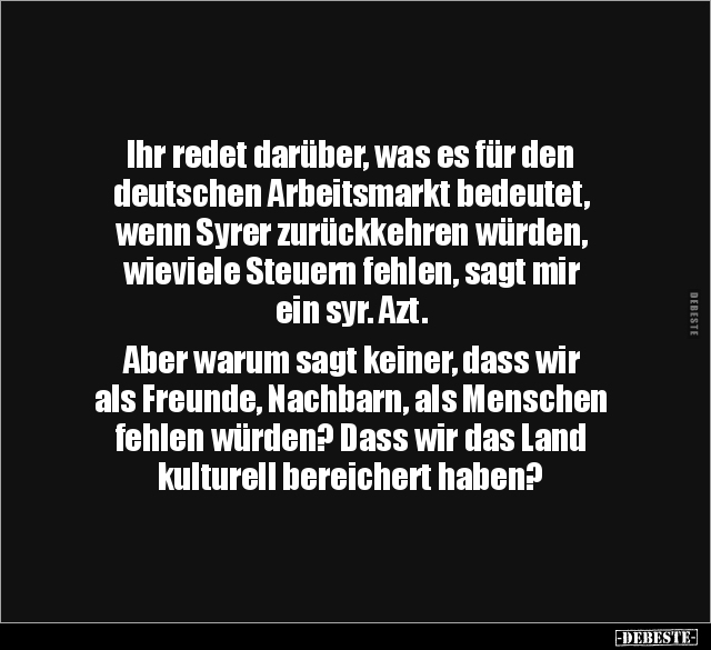 Ihr redet darüber, was es für den deutschen Arbeitsmarkt.. - Lustige Bilder | DEBESTE.de