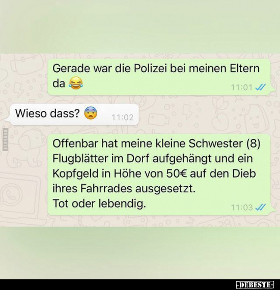 Gerade war die Polizei bei meinen Eltern da..