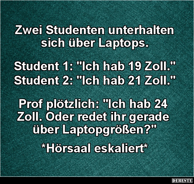 Zwei Studenten unterhalten sich über Laptops.. - Lustige Bilder | DEBESTE.de