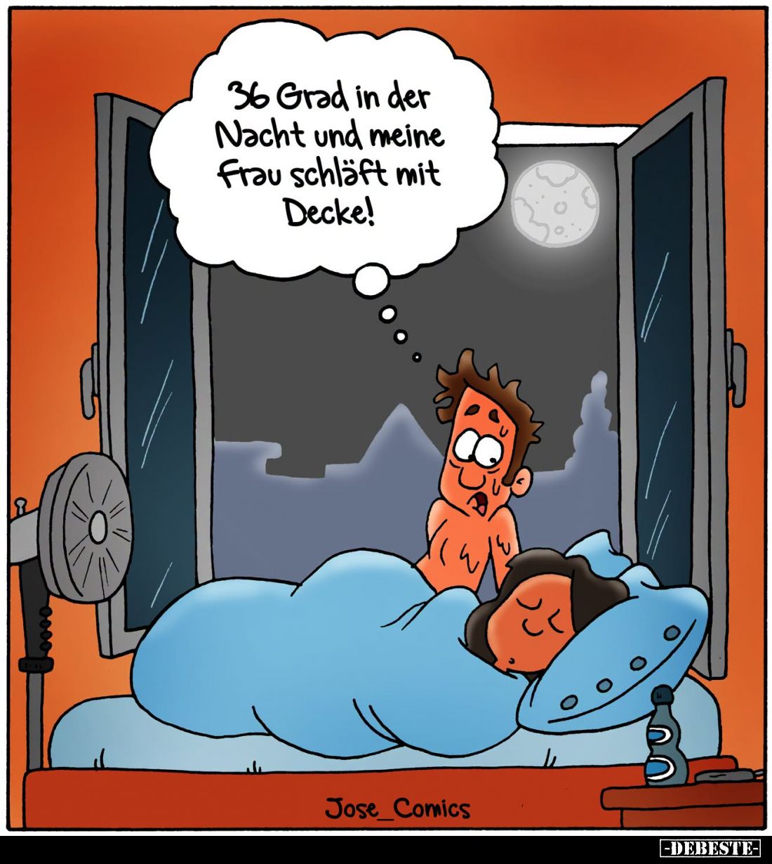 36 Grad in der Nacht und meine Frau schläft mit Decke!