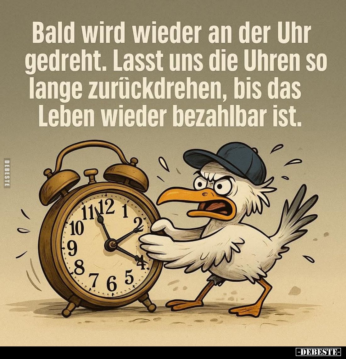 Bald wird wieder an der Uhr gedreht. Lasst uns die Uhren so lange zurückdrehen, bis das Leben wieder bezahlbar ist.