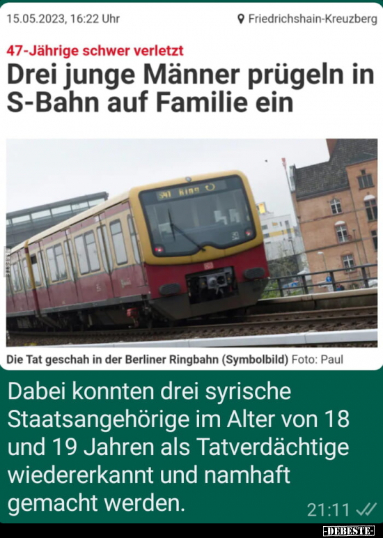 Drei junge Männer prügeln in S-Bahn auf Familie ein.. - Lustige Bilder | DEBESTE.de