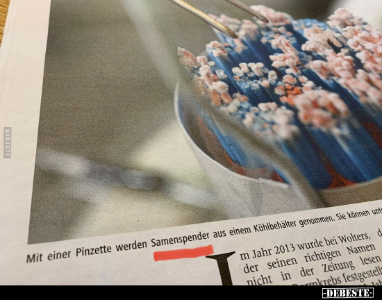 Mit einer Pinzette werden Samenspender.. - Lustige Bilder | DEBESTE.de