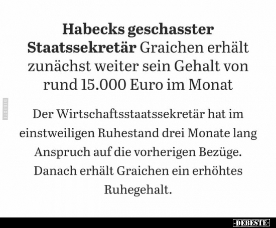 Habecks geschasster Staatssekretär Graichen erhält.. - Lustige Bilder | DEBESTE.de