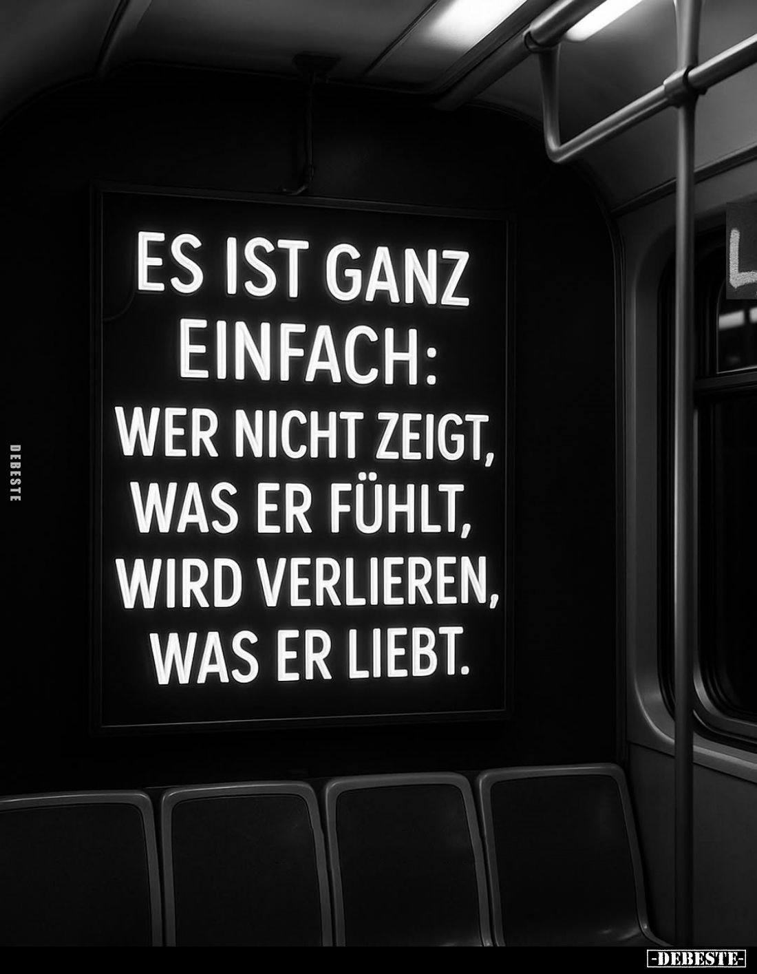 Es ist ganz einfach: wer nicht zeigt, was er fühlt, wird verlieren, was er liebt.