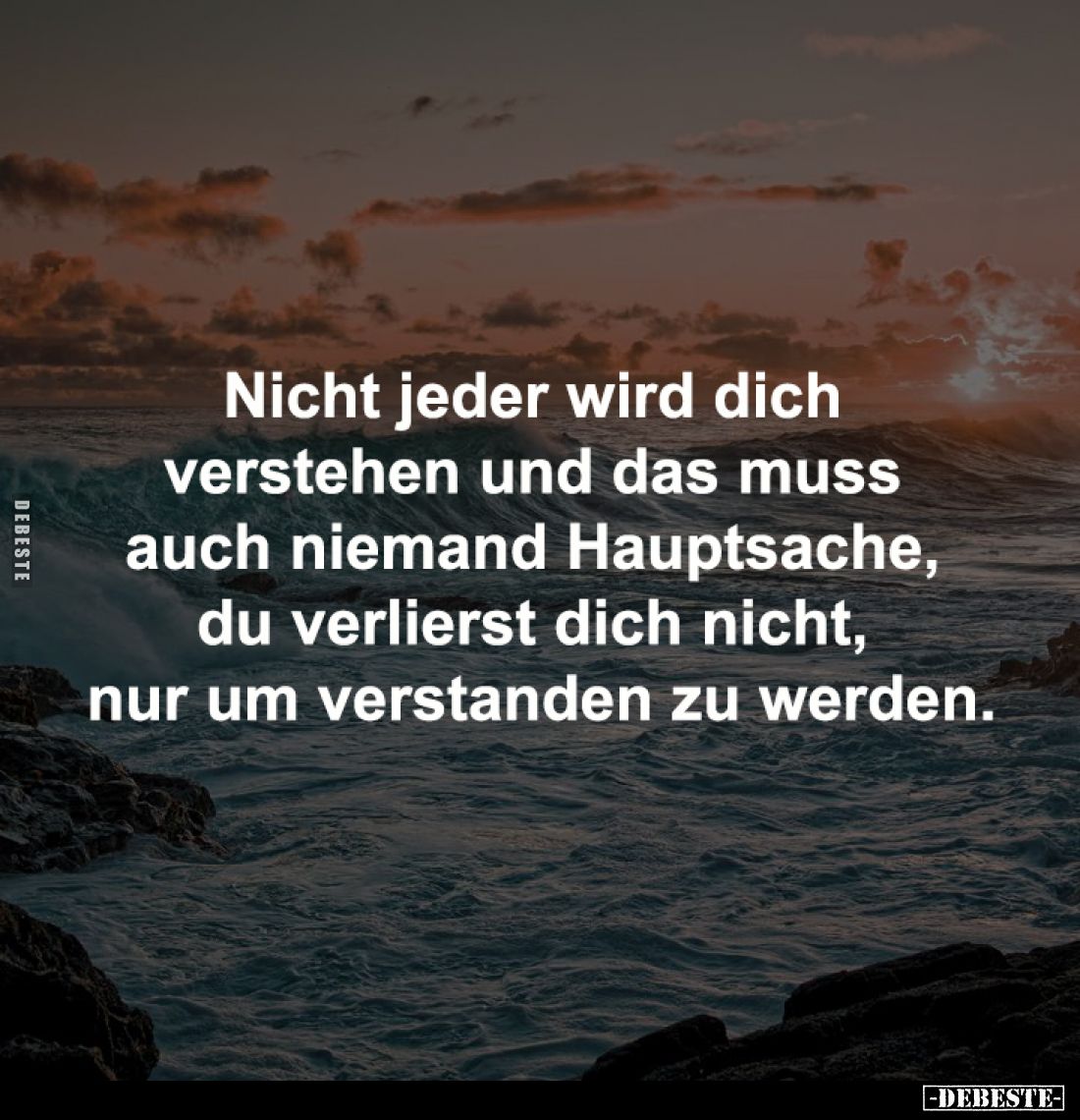 Nicht jeder wird dich 
verstehen und das muss 
auch niemand Hauptsache, 
du verlierst dich nicht, 
nur um verstanden zu w...