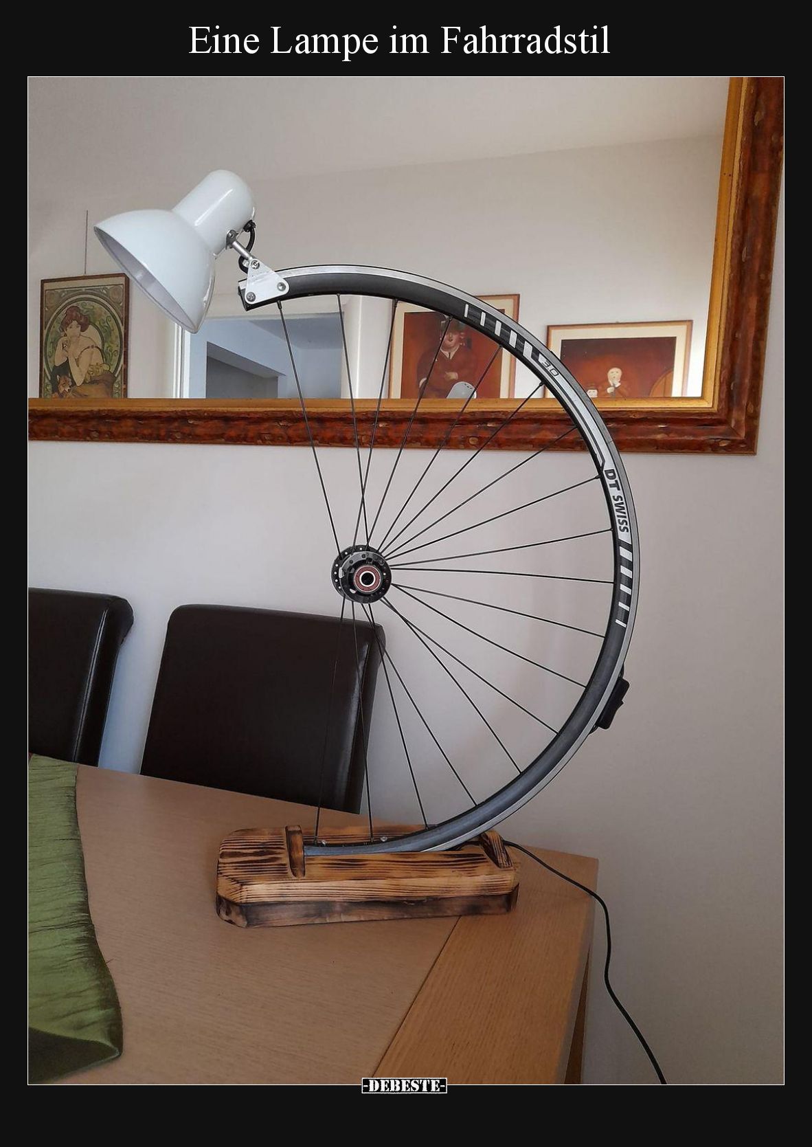 Eine Lampe im Fahrradstil