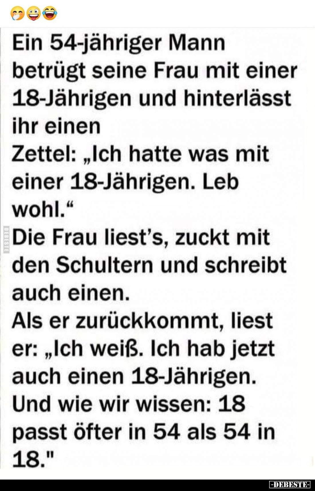 Ein 54-jähriger Mann betrügt seine Frau mit einer 18-Jährigen und hinterlässt ihr einen Zettel: „Ich hatte was mit einer 18-J...