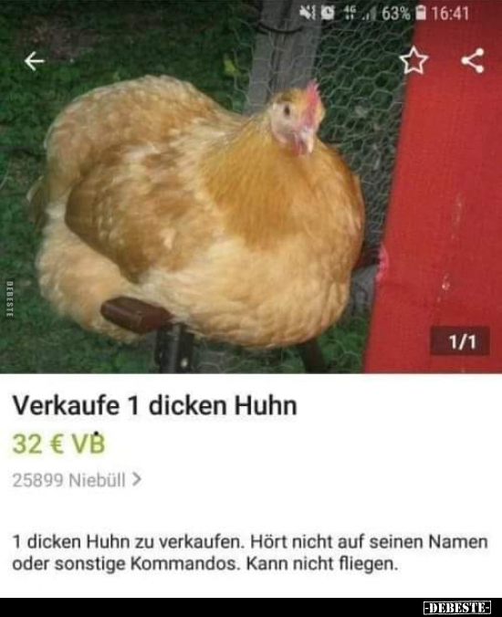 Verkaufe 1 dicken Huhn... - Lustige Bilder | DEBESTE.de