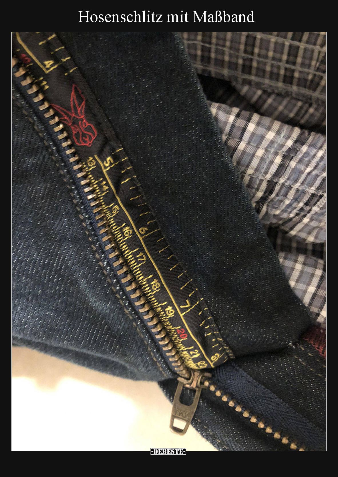 Hosenschlitz mit Maßband