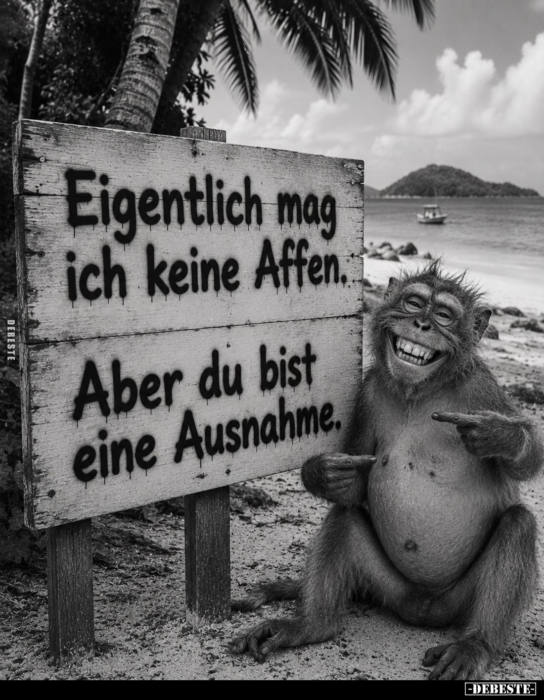 Eigentlich mag ich keine Affen.
Aber du bist eine Ausnahme.