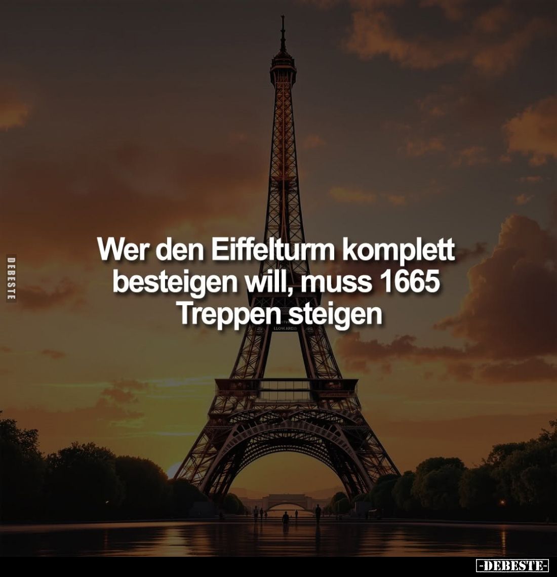 Wer den Eiffelturm komplett besteigen will, muss 1665 Treppen steigen.