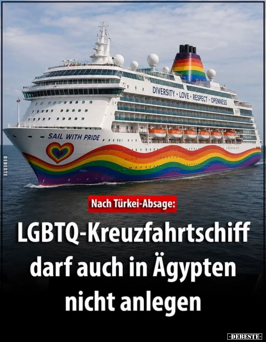Nach Türkei-Absage:
LGBTQ-Kreuzfahrtschiff darf auch in Ägypten nicht anlegen
