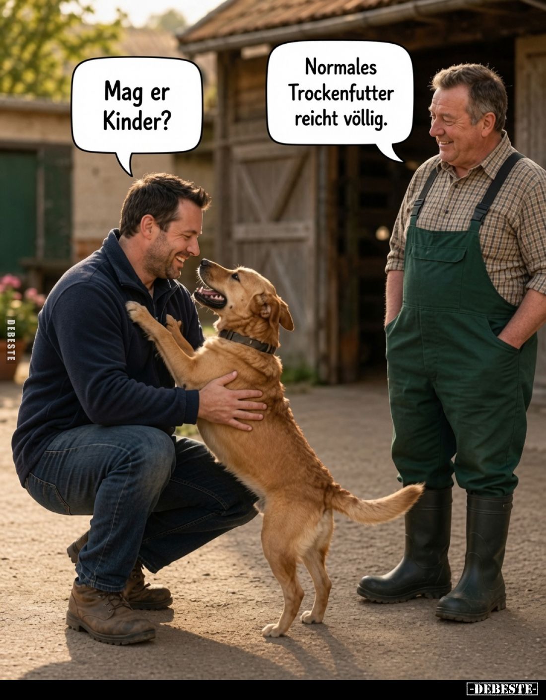 Mag er Kinder?
Normales Trockenfutter reicht völlig.