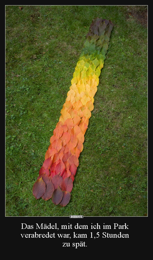 Das Mädel, mit dem ich im Park verabredet war, kam 1,5..