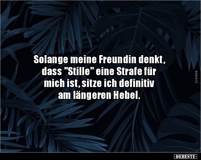 Solange meine Freundin denkt, dass "Stille" eine.. - Lustige Bilder | DEBESTE.de