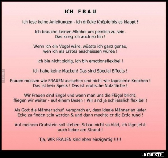 Ich Frau... Ich lese keine Anleitungen..