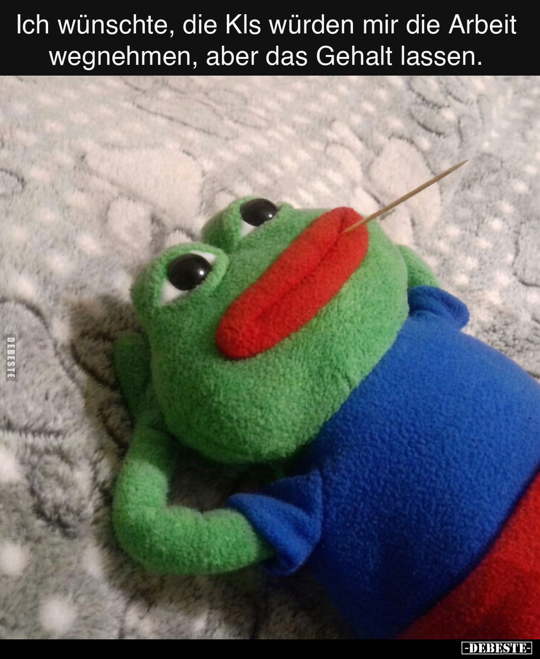 Ich wünschte, die Kls würden mir die Arbeit wegnehmen, aber das Gehalt lassen.