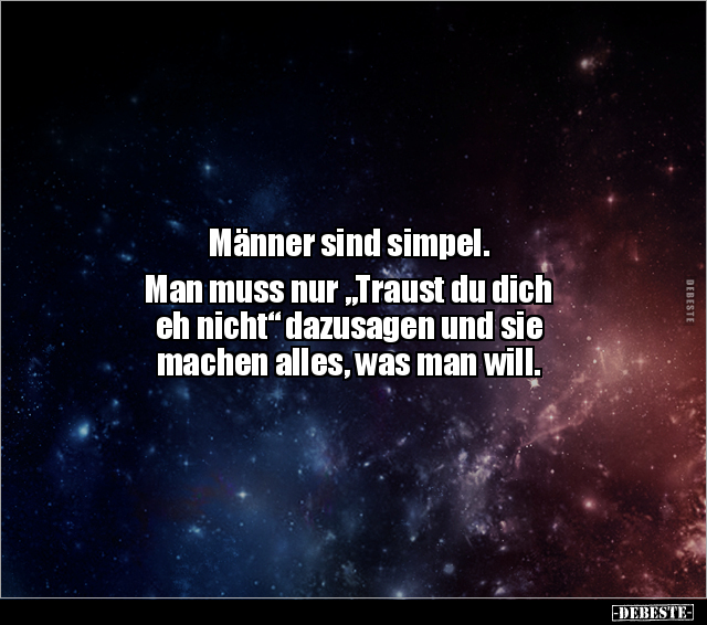 Männer sind simpel. Man muss nur "Traust du dich  eh.." - Lustige Bilder | DEBESTE.de
