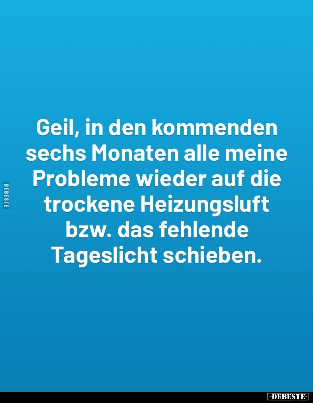 Geil, in den kommenden sechs Monaten alle meine Probleme wieder auf die trockene Heizungsluft bzw. das fehlende Tageslicht sc...