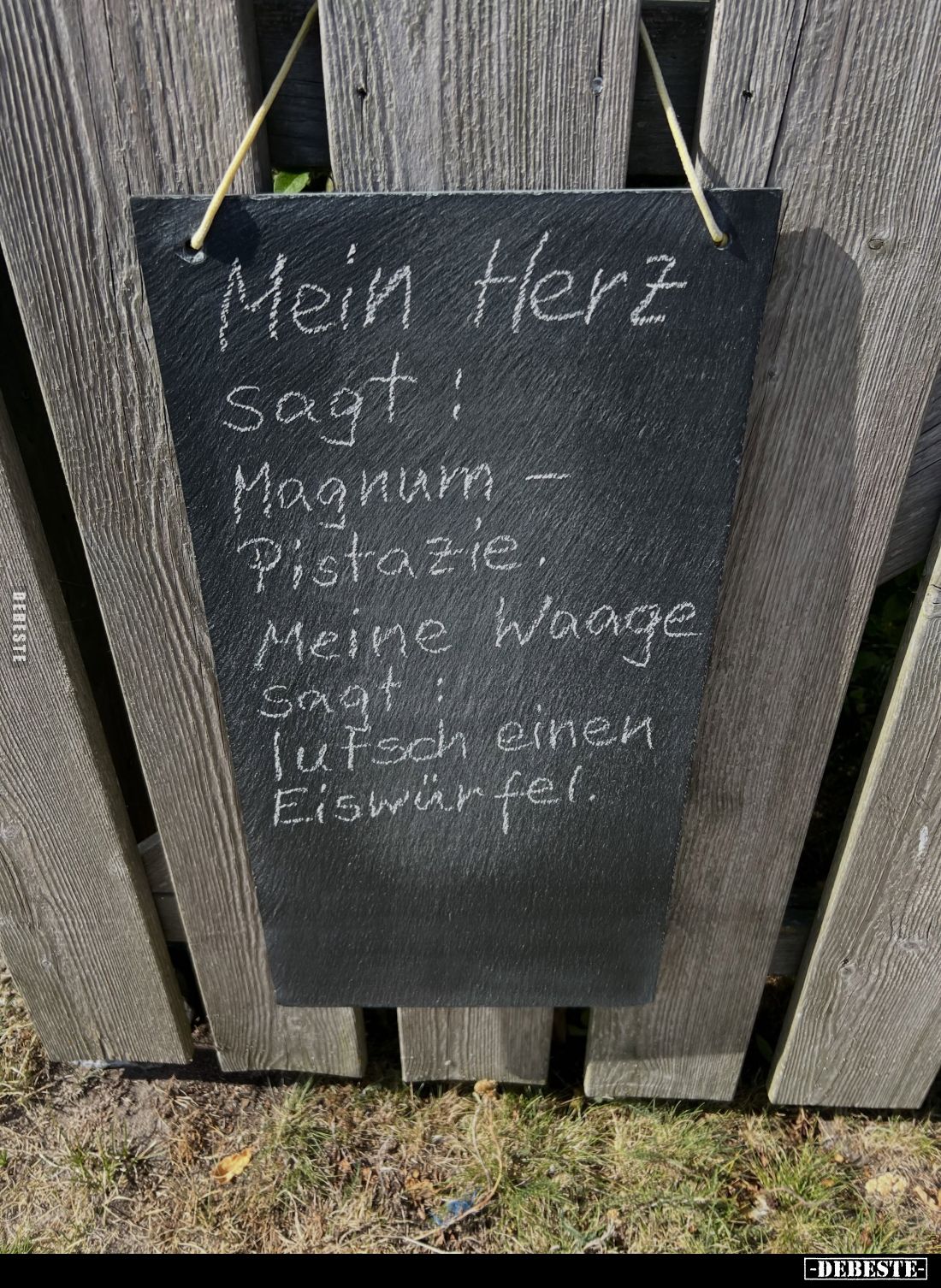 Mein Herz
sagt:
Magnum -
Pistazie.
Meine Waage
sagt:
Lutsch einen
Eiswürfel.