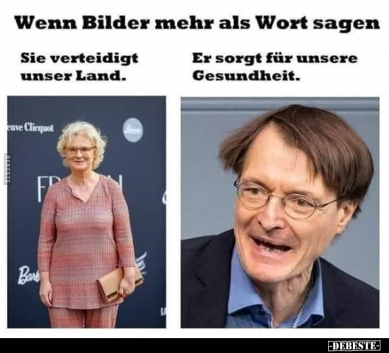 Wenn Bilder mehr als Wort sagen.
Sie verteidigt unser Land.
Er sorgt unsere Gesundheit.