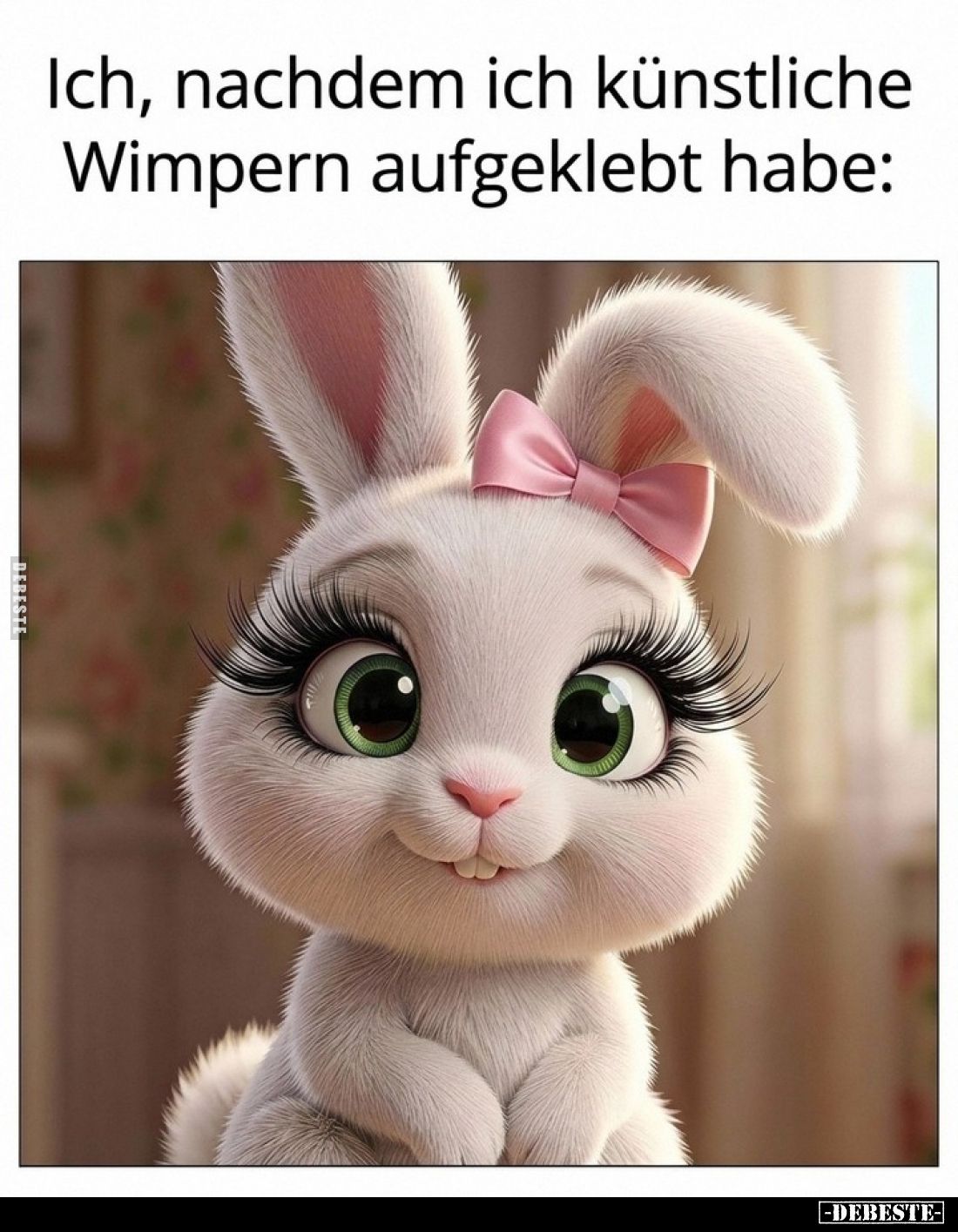 Ich, nachdem ich künstliche Wimpern aufgeklebt habe: