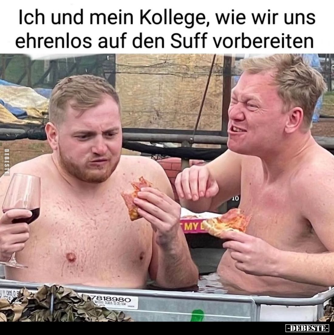 Ich und mein Kollege, wie wir uns ehrenlos auf den Suff vorbereiten.