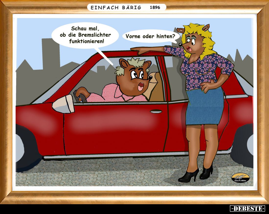 Schau mal, ob die Bremslichter funktionieren! - Vorne oder hinten?
