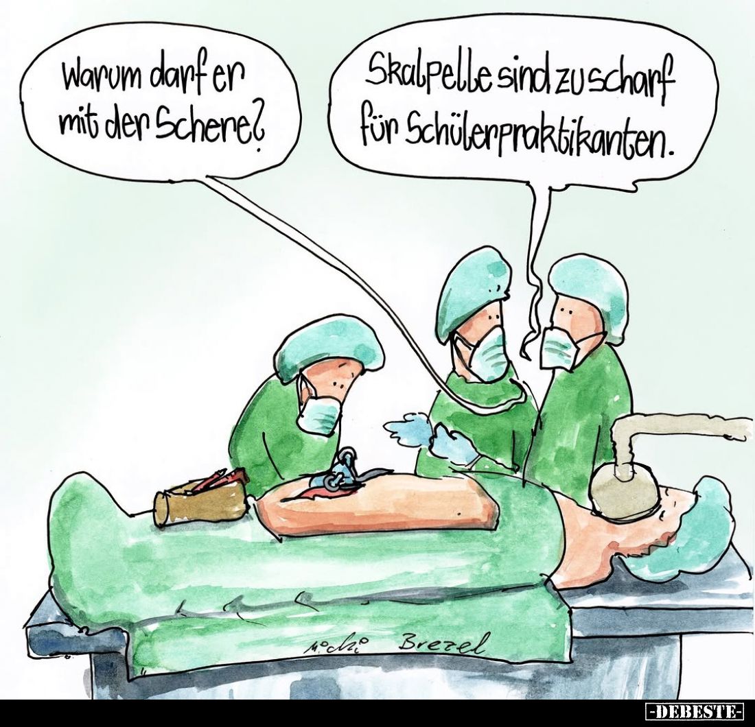 Warum darf er mit der Schere? - Skalpelle sind zu scharf für Schülerpraktikanten.
