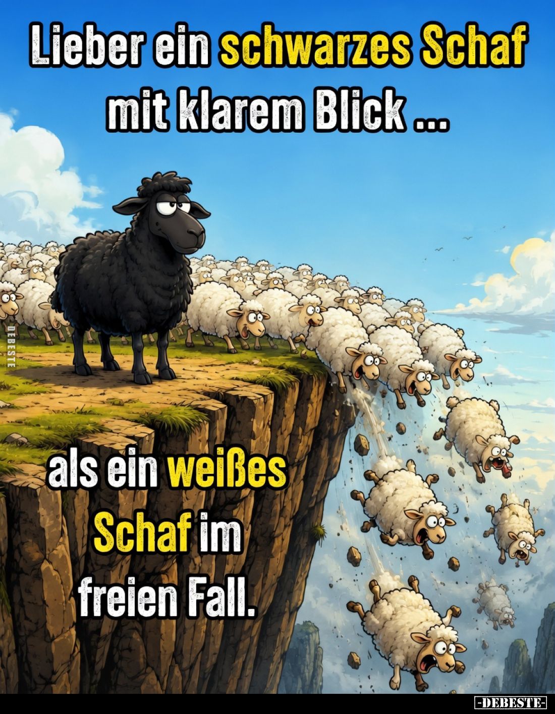 Lieber ein schwarzes Schaf mit klarem Blick...

als ein weißes Schaf im freien Fall.