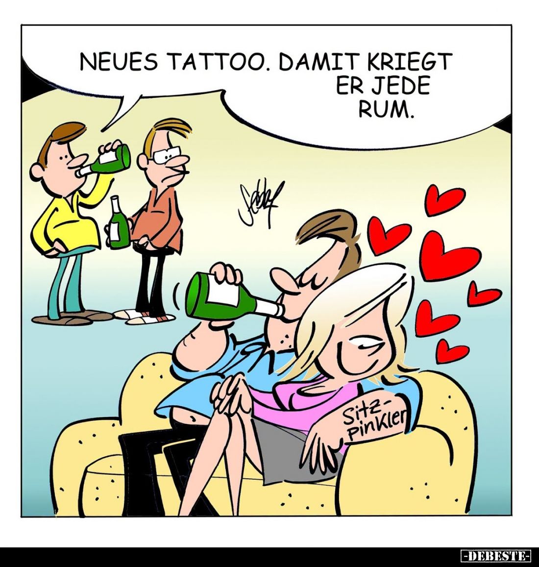 Neues Tattoo. Damit kriegt er jede rum.