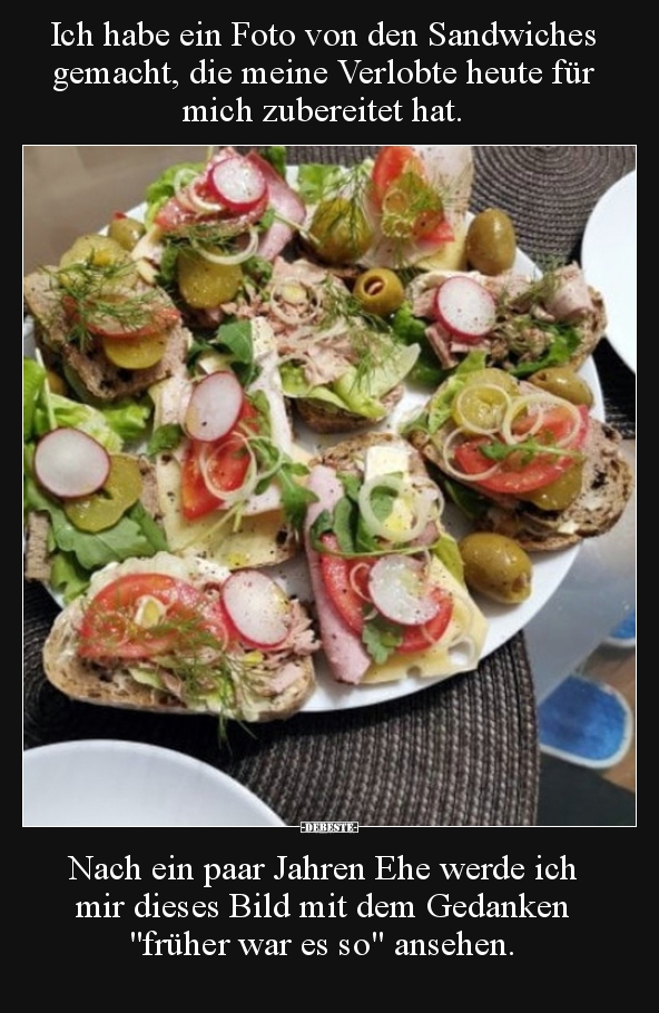 Ich habe ein Foto von den Sandwiches gemacht, die meine..